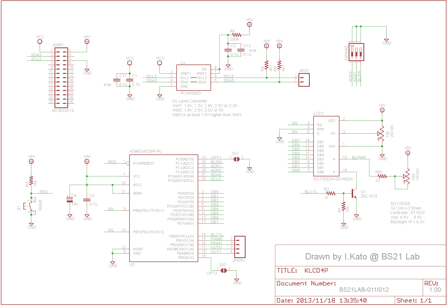 KanaLCD4RPi の回路図
